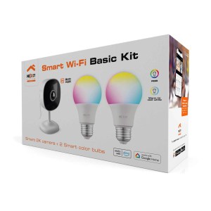 Kit Básico de Seguridad Nexxt Home con Cámara Fija y 2 Bombillos RGB A19 110V